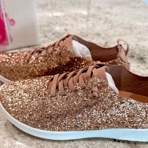 Not Rated "Mayo" Rose Gold Glitter Lace-Up Sneakers